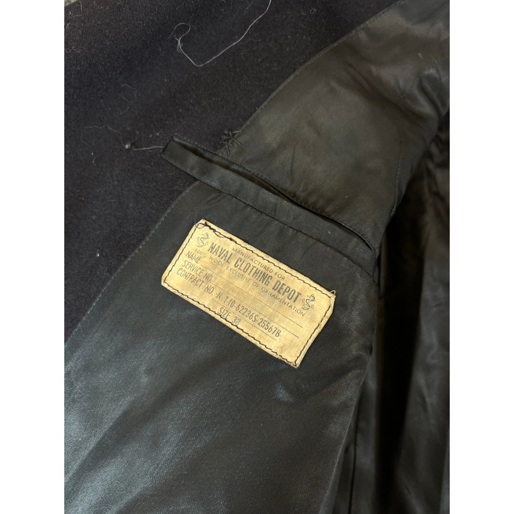 VTG 40s US Military Naval Depot Pea Coat Mens 38 Black Button Up Jacket Naval